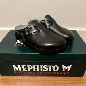 BNIB Mephisto Zaverio Fit Clog Shoes - Black Leather Size 6